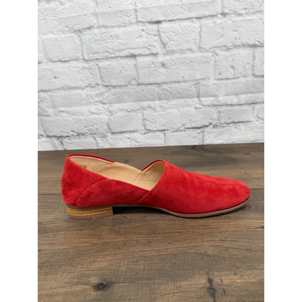 Clarks Pure Tone Red Suede Leather Loafers Flats Sz 9‎ Classic Statement Chic - Picture 6 of 8